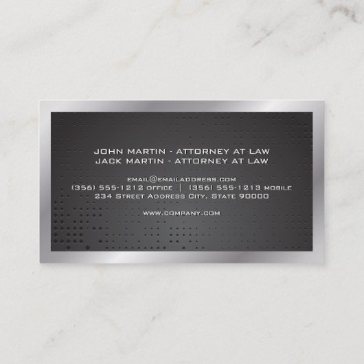 Carte De Visite Monogramme | Bordure métallique | Bordure d'argent (Dos)