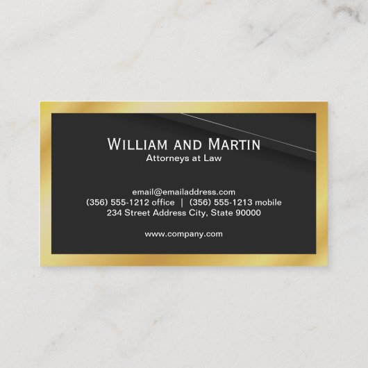 Carte De Visite Monogramme | Bordure or (Dos)