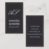 Carte De Visite Monogramme Bordure or Faux cuir (Devant / Derrière)