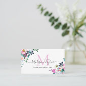 Carte De Visite Monogramme botanique Floral Boho Blush Pink (Debout devant)