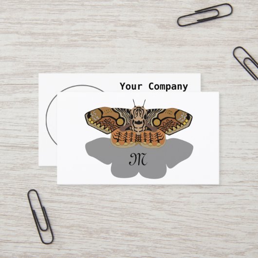 Carte De Visite Monogramme Brahmin Moth (Devant/Arrière en situation)
