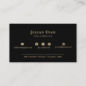 Carte De Visite Monogramme brillant professionnel Black Gold moder (Dos)