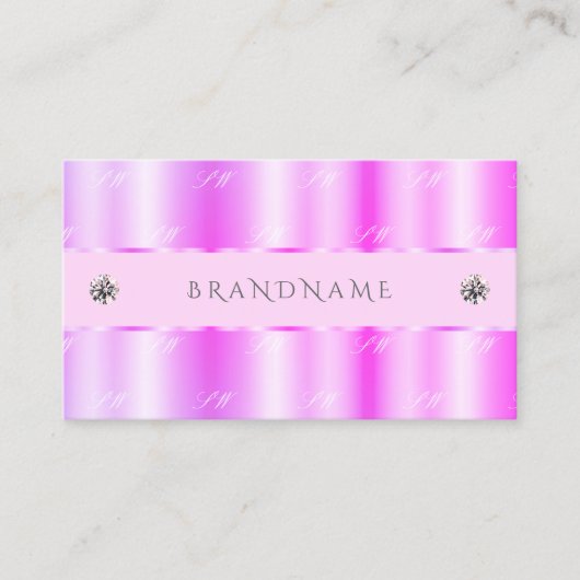 Carte De Visite Monogramme brillant rose pâle brillant carreau (Devant)