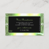 Carte De Visite Monogramme brillant vert noir brillant Diamants (Dos)