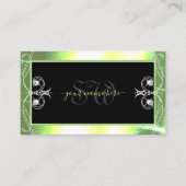Carte De Visite Monogramme brillant vert noir brillant Diamants (Devant)
