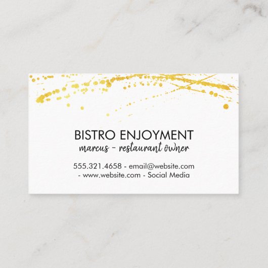 Carte De Visite Monogramme Brossé Or Spatter (Dos)