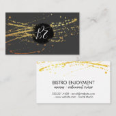 Carte De Visite Monogramme Brossé Or Spatter (Devant / Derrière)