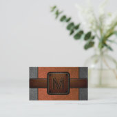 Carte De Visite Monogramme Brown en cuir orange (Debout devant)