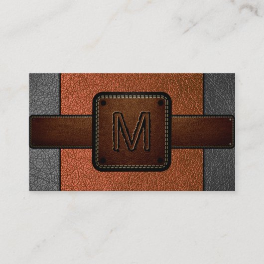 Carte De Visite Monogramme Brown en cuir orange (Devant)