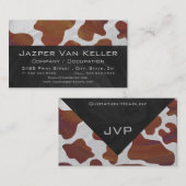 Carte De Visite Monogramme Brown et blanc de vache (Devant / Derrière)