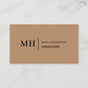 Carte De Visite Monogramme Brown tendance élégant moderne