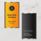 Carte De Visite Monogramme Cadre métallique Or élégant (Devant / Derrière)