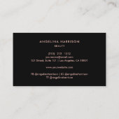 Carte De Visite Monogramme Calligraphie noir blanc Rose or rayures (Dos)