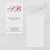 Carte de visite monogramme calligraphique blanc mi (Devant / Derrière)