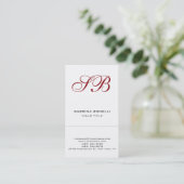 Carte de visite monogramme calligraphique blanc mi (Debout devant)