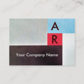 Carte De Visite MONOGRAMME CARRÉ ABSTRAIT, bleu rouge gris brun (Dos)