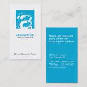 Carte De Visite Monogramme Carré couleur (bleu) (Devant / Derrière)