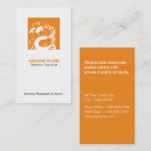 Carte De Visite Monogramme Carré couleur (orange) (Devant / Derrière)