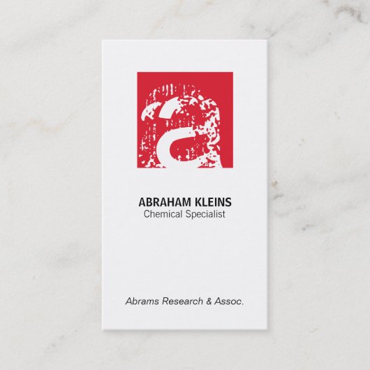 Carte De Visite Monogramme Carré couleur (rouge) (Devant)