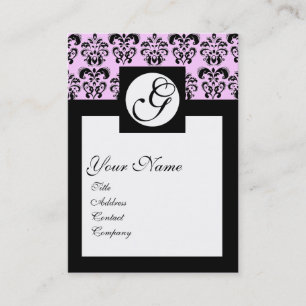 Carte De Visite MONOGRAMME CARRÉ DE DAMASK CLASSIQUE, Rose