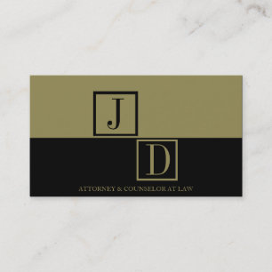 Carte De Visite Monogramme Carré de l'Attorney Black/Gold