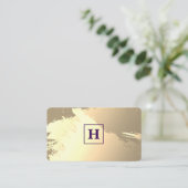 Carte De Visite Monogramme | CARRÉ | Or brossé (Debout devant)