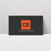 Carte De Visite Monogramme Carré orange Construction, Électrique