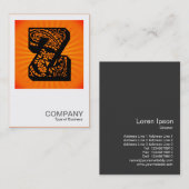 Carte De Visite Monogramme carré - Paisley Sunburst - Z (Devant / Derrière)