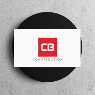 Carte De Visite Monogramme Carré rouge Construction, Électrique