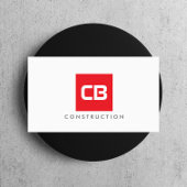 Carte De Visite Monogramme Carré rouge Construction, Électrique