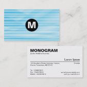 Carte De Visite Monogramme central - Courbe bleue (Devant / Derrière)