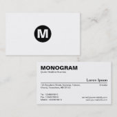 Carte De Visite Monogramme central de tache - noir sur le blanc (Devant / Derrière)