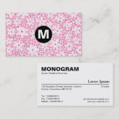 Carte De Visite Monogramme central - Design de fleurs - Rose ef84b (Devant / Derrière)