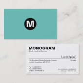 Carte De Visite Monogramme central - Noir sur Turquoise 6bc3bb (Devant / Derrière)