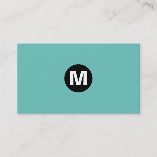Carte De Visite Monogramme central - Noir sur Turquoise 6bc3bb (Devant)