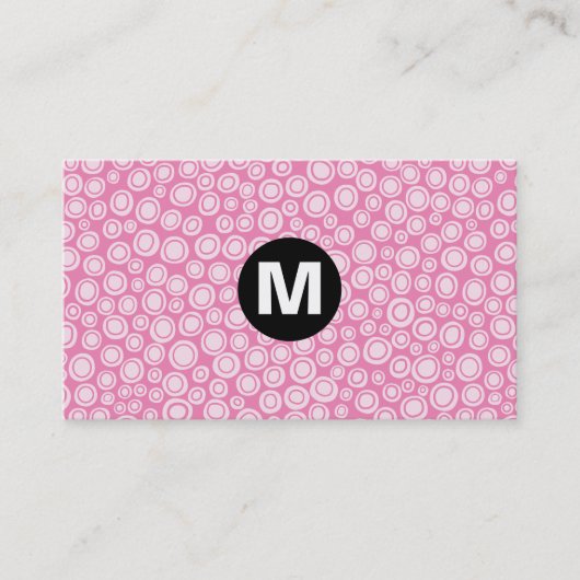 Carte De Visite Monogramme central - Spots - Rose (Devant)