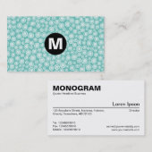 Carte De Visite Monogramme central - Spots - Turquoise (Devant / Derrière)