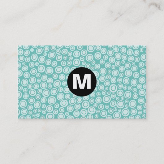 Carte De Visite Monogramme central - Spots - Turquoise (Devant)