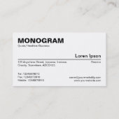 Carte De Visite Monogramme central - Texture du bois (Dos)