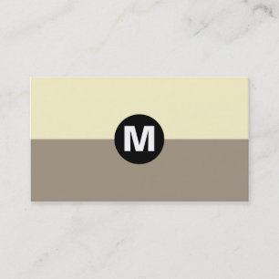 Carte De Visite Monogramme Centre Tache - 2 Tons Brun Clair et Crè