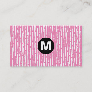 Carte De Visite Monogramme Centre Tache - Lignes - Rose