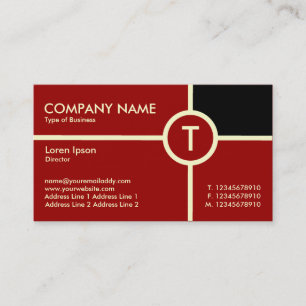 Carte De Visite Monogramme Cercle Cross Maroon, noir et crème