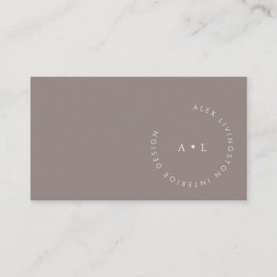 Carte De Visite Monogramme Cercle Minimaliste Moderne Brun Taupe