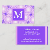 Carte De Visite Monogramme cercles violets motif (Devant / Derrière)