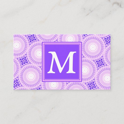 Carte De Visite Monogramme cercles violets motif (Devant)