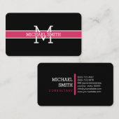 Carte De Visite Monogramme Cerise Professionnelle Ligne horizontal (Devant / Derrière)