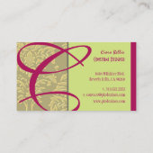 Carte De Visite Monogramme Champagne Damas (Dos)