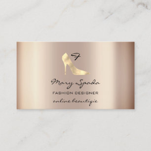 Carte De Visite Monogramme Chaussures Rose Talons Logo Magasiner Q
