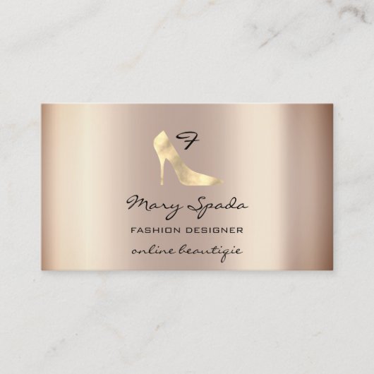 Carte De Visite Monogramme Chaussures Rose Talons Logo Magasiner Q (Devant)