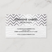 Carte De Visite Monogramme | Chevron | Cuir blanc (Dos)